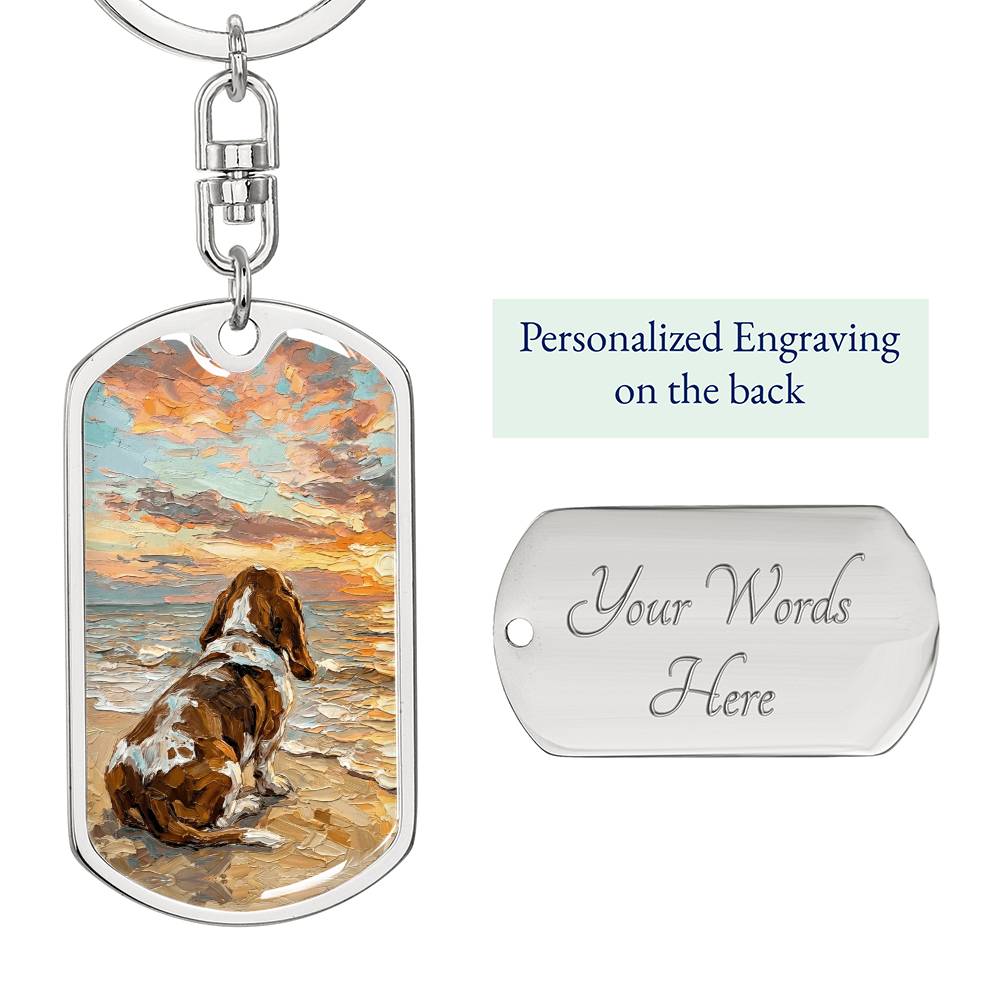 Beach Days - Basset Hound Dog Tag Keychain