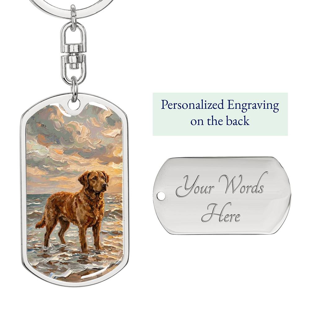 Beach Day - Chesapeake Bay Retriever Dog Tag Keychain