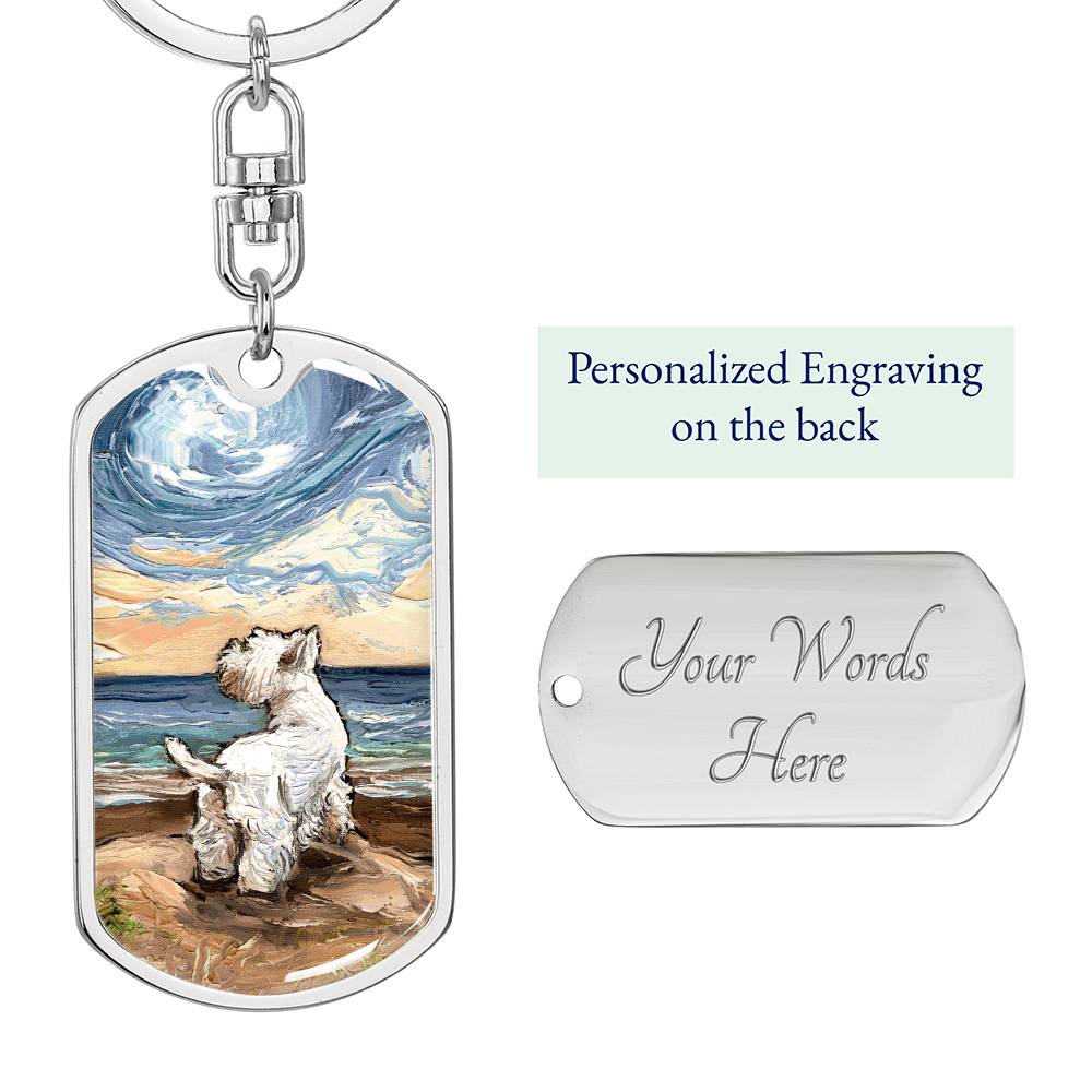 Beach Days - Westie Dog Tag Keychain