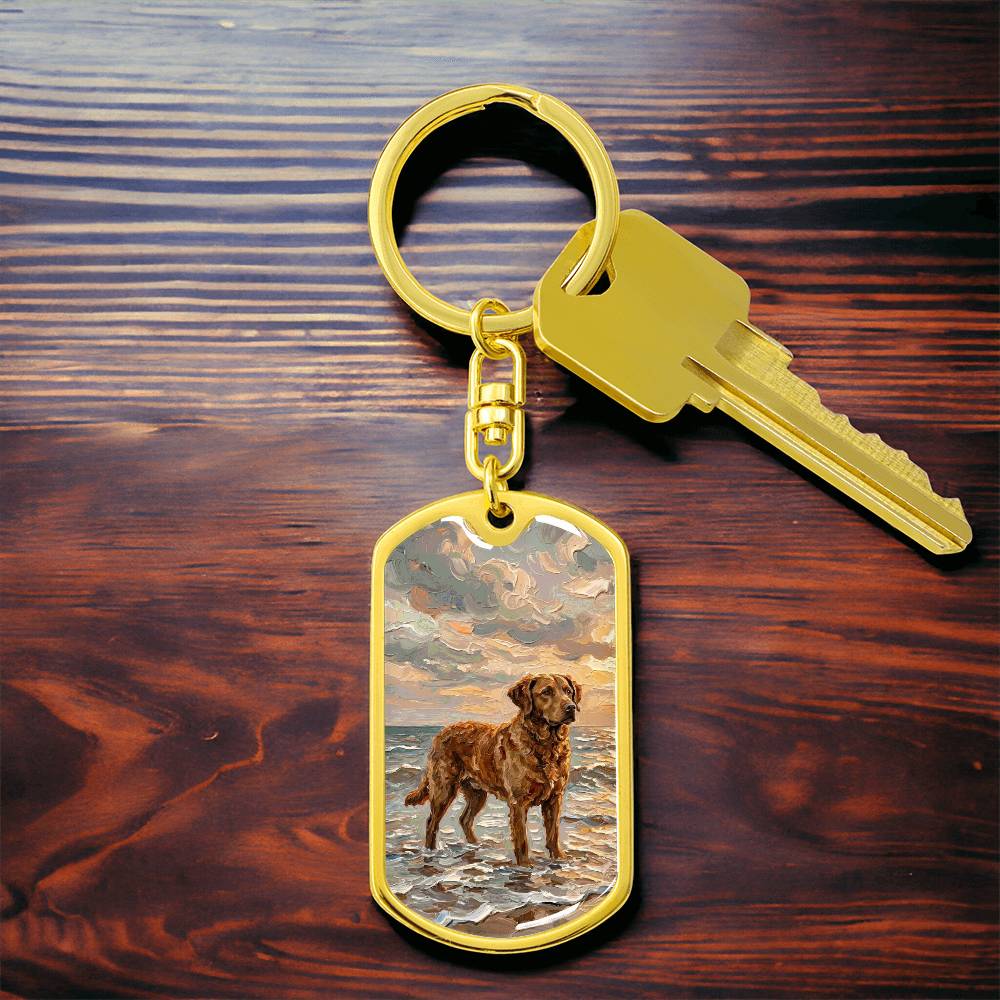 Beach Day - Chesapeake Bay Retriever Dog Tag Keychain
