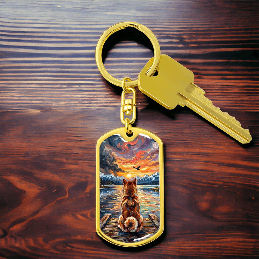 On The Dock - Shiba Inu Dog Tag Keychain