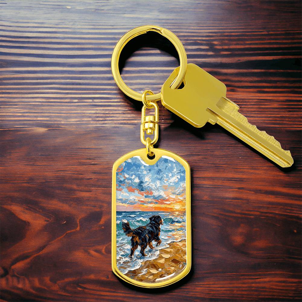 Beach Days - Bernese Mountain Dog Dog Tag Keychain