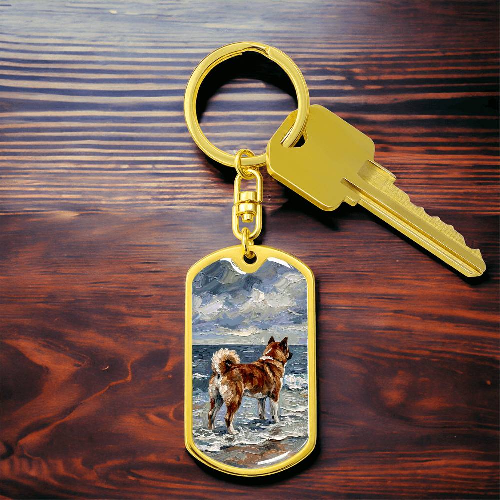 Beach Day - Akita Inu Dog Tag Keychain