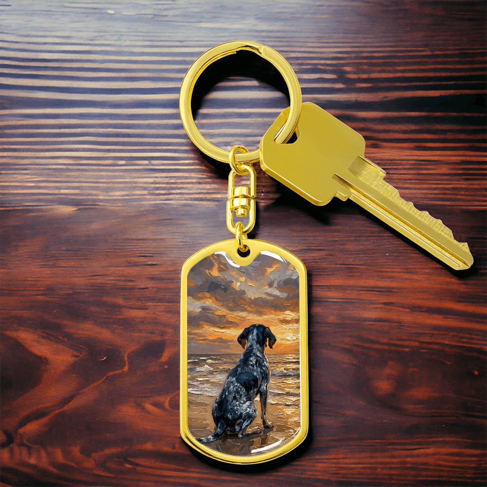 Beach Days - Blue Tick Coonhound Dog Tag Keychain
