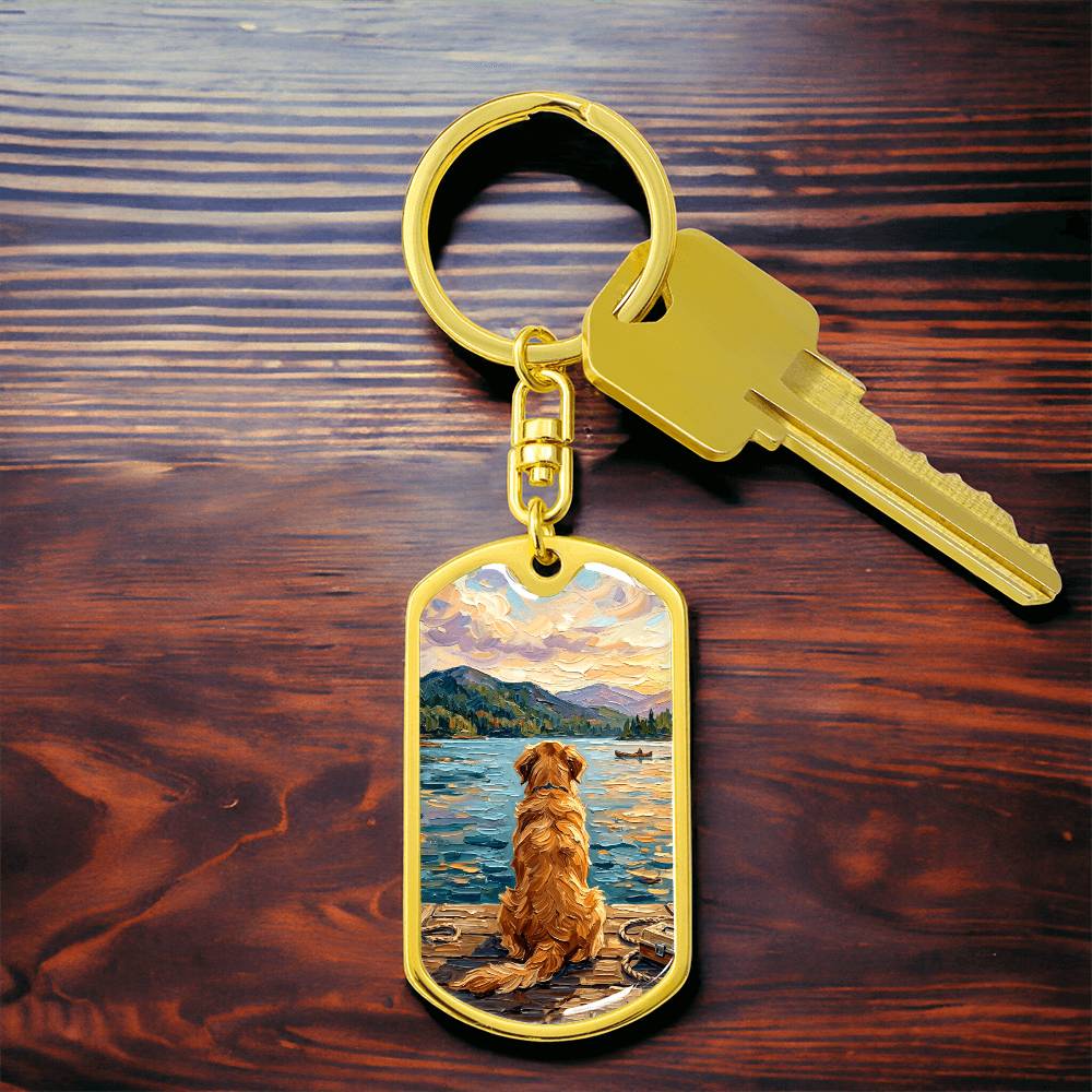Vacation - Golden Retriever Dog Tag Keychain