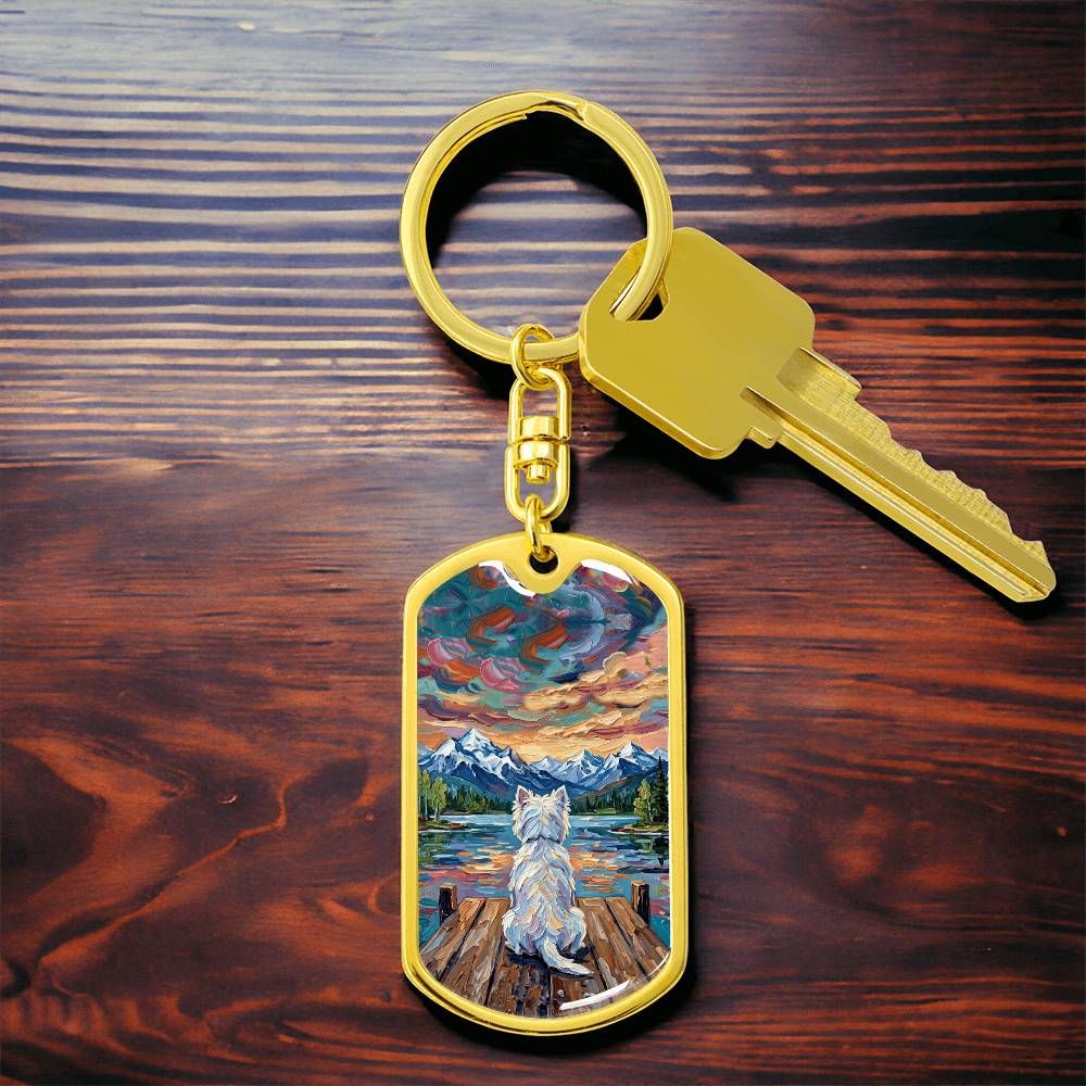 On The Dock - Westie Dog Tag Keychain
