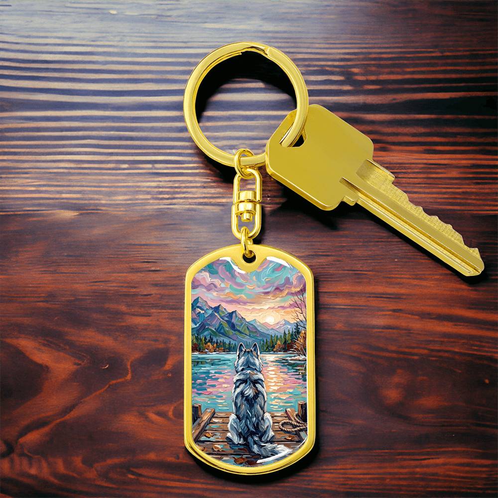 On The Dock - Husky Dog Tag Keychain