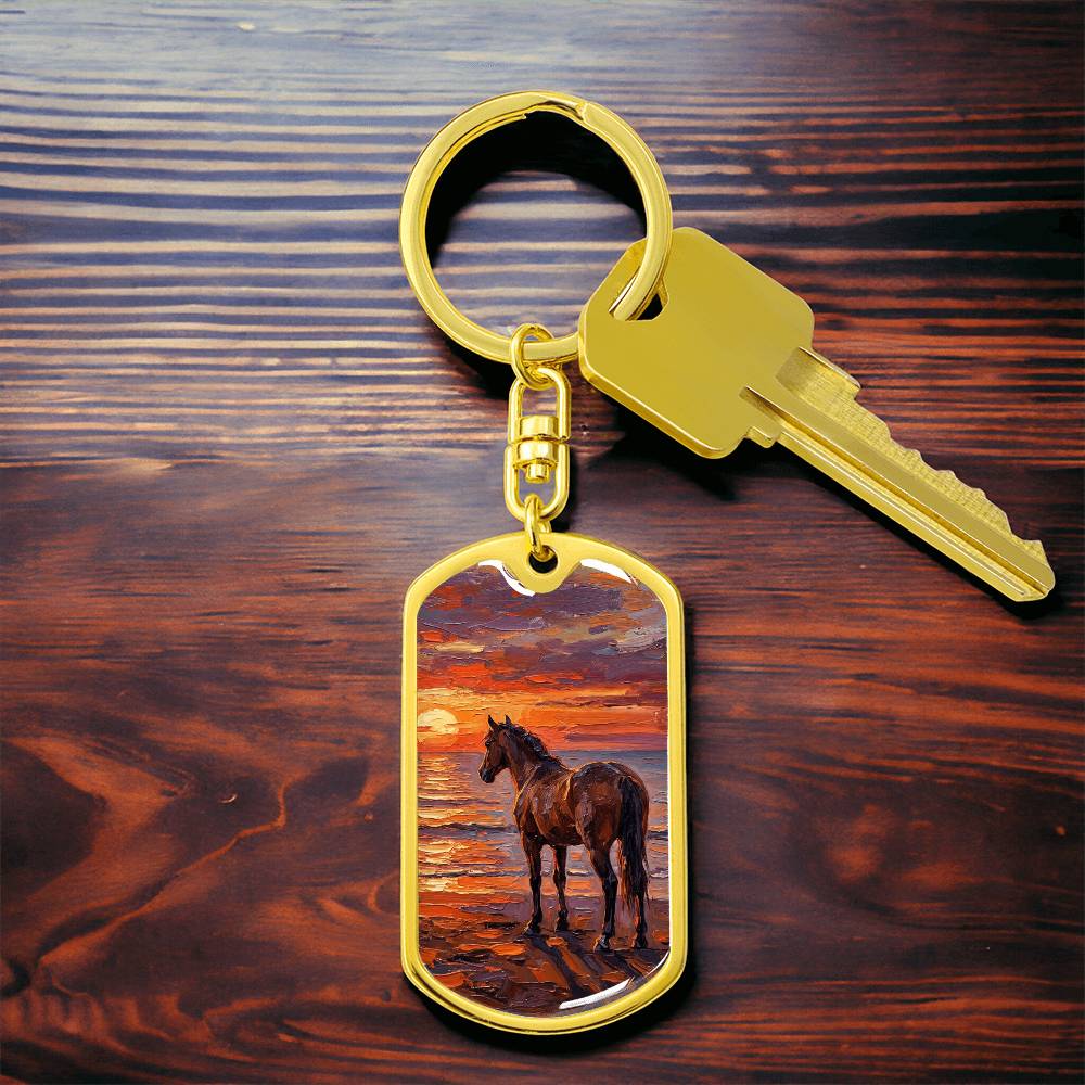 Sunset - Chocolate Mare Dog Tag Keychain