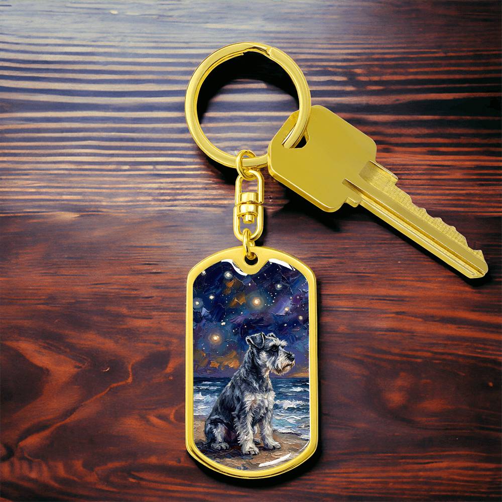 Beach Night - Schnauzer Dog Tag Keychain