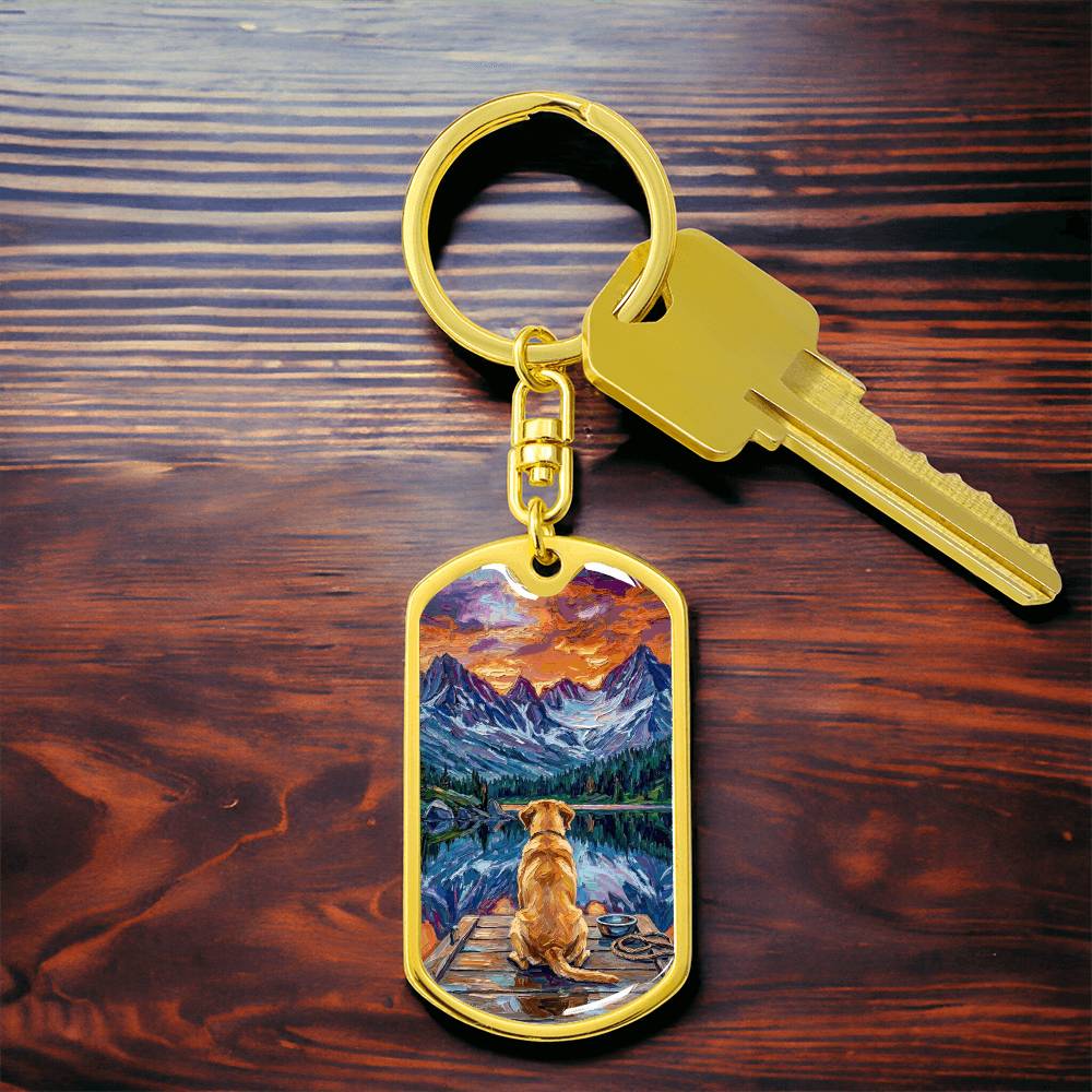 On The Dock - Golden Retriever Dog Tag Keychain