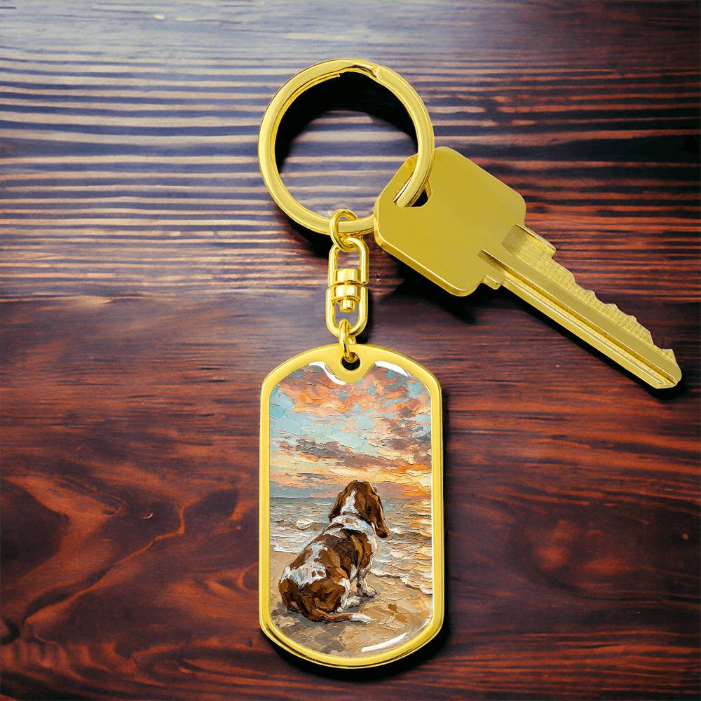 Beach Days - Basset Hound Dog Tag Keychain