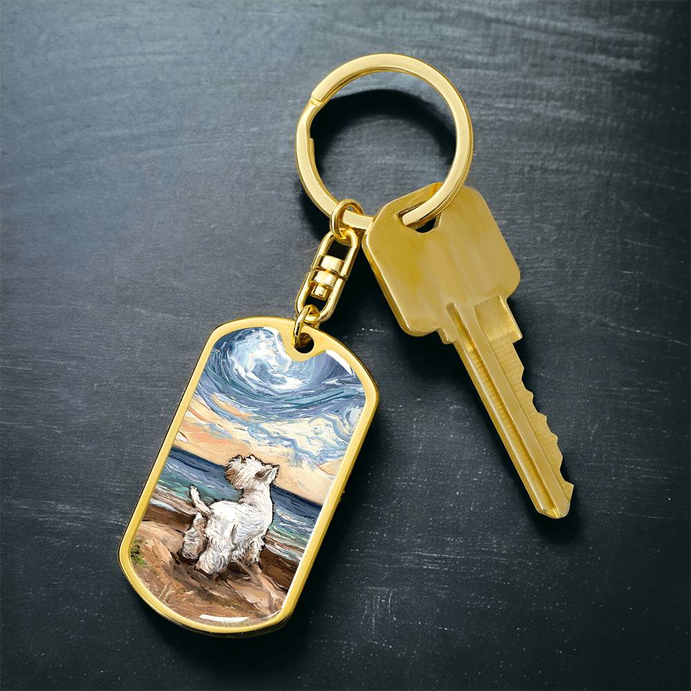 Beach Days - Westie Dog Tag Keychain