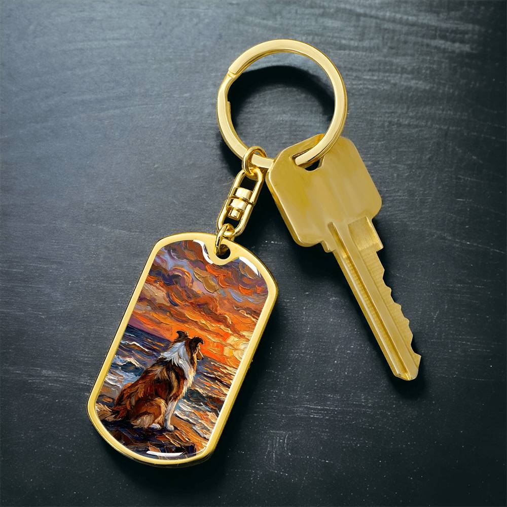 Beach Nights - Collie Dog Tag Keychain