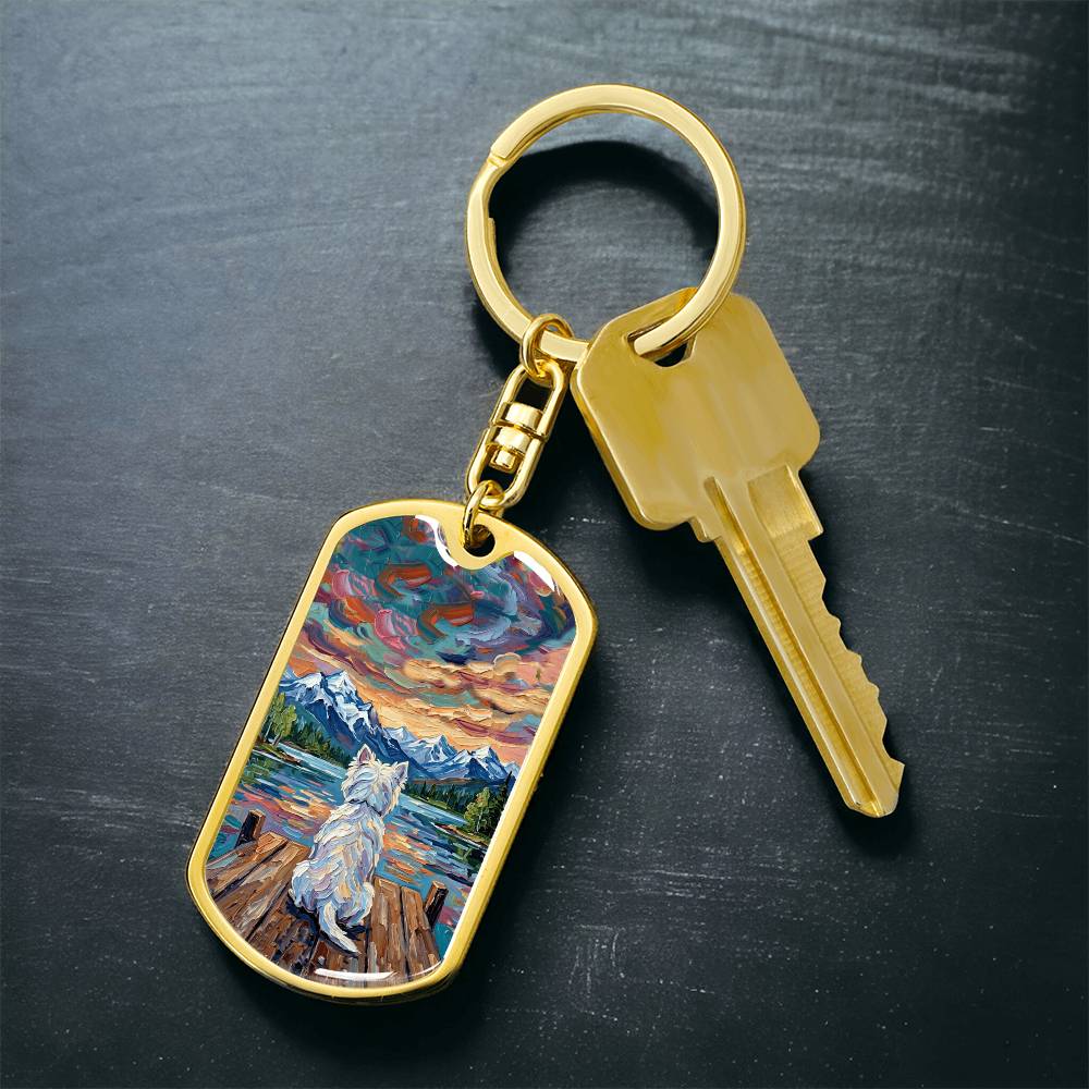 On The Dock - Westie Dog Tag Keychain