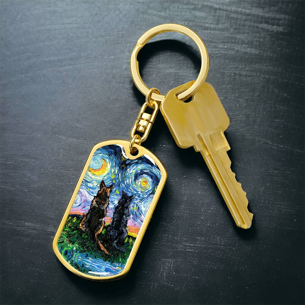 Soulmates Starry Night Dog Tag Keychain