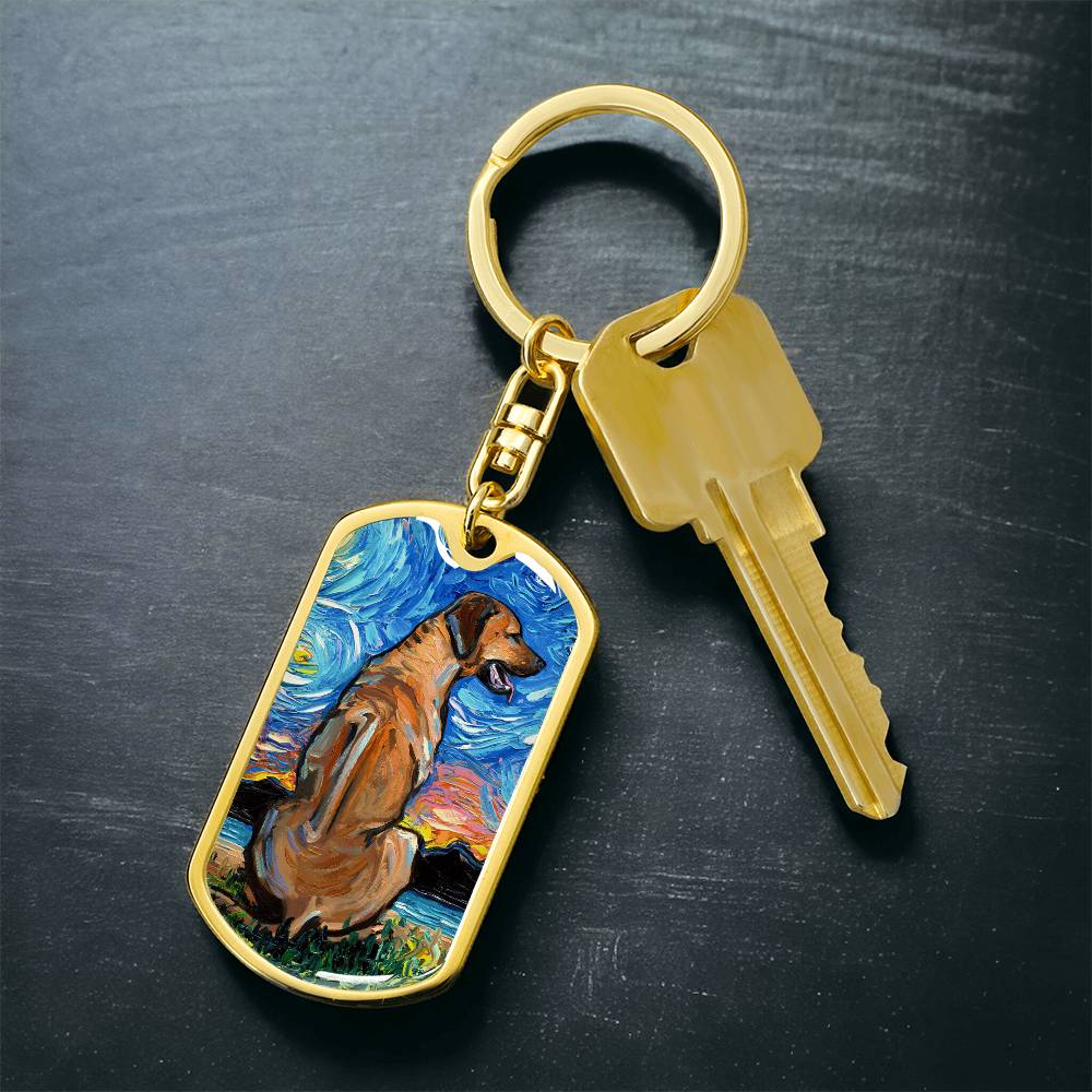 Rhodesian Ridgeback Starry Night Dog Tag Keychain