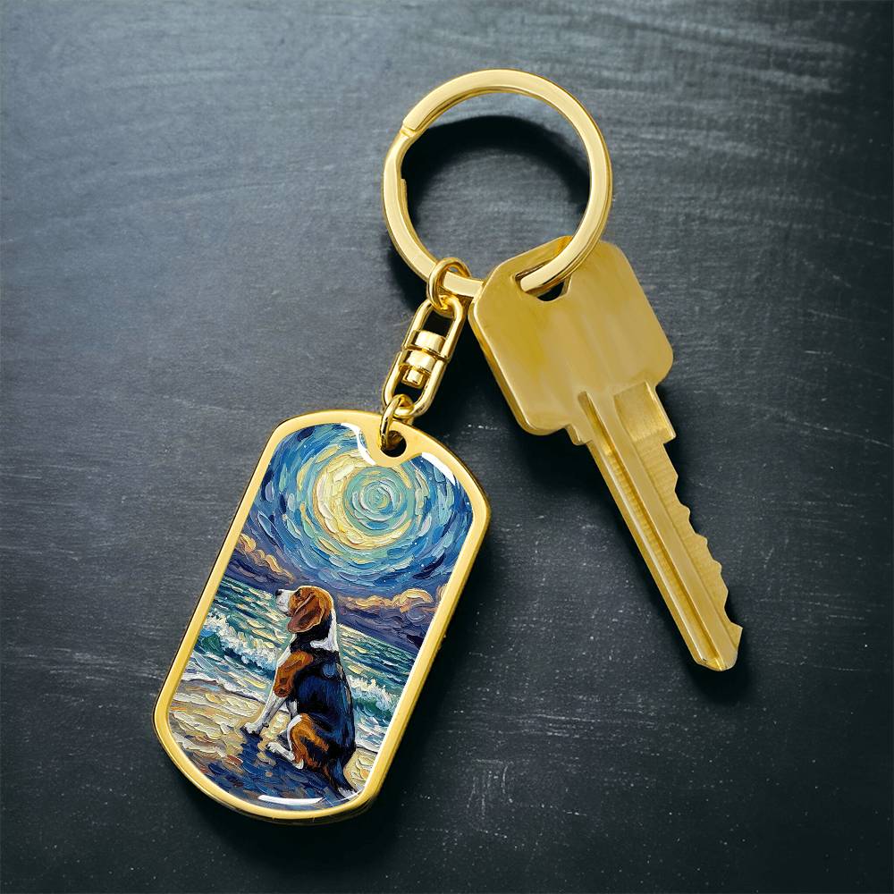 Beach Nights - Beagle Dog Tag Keychain