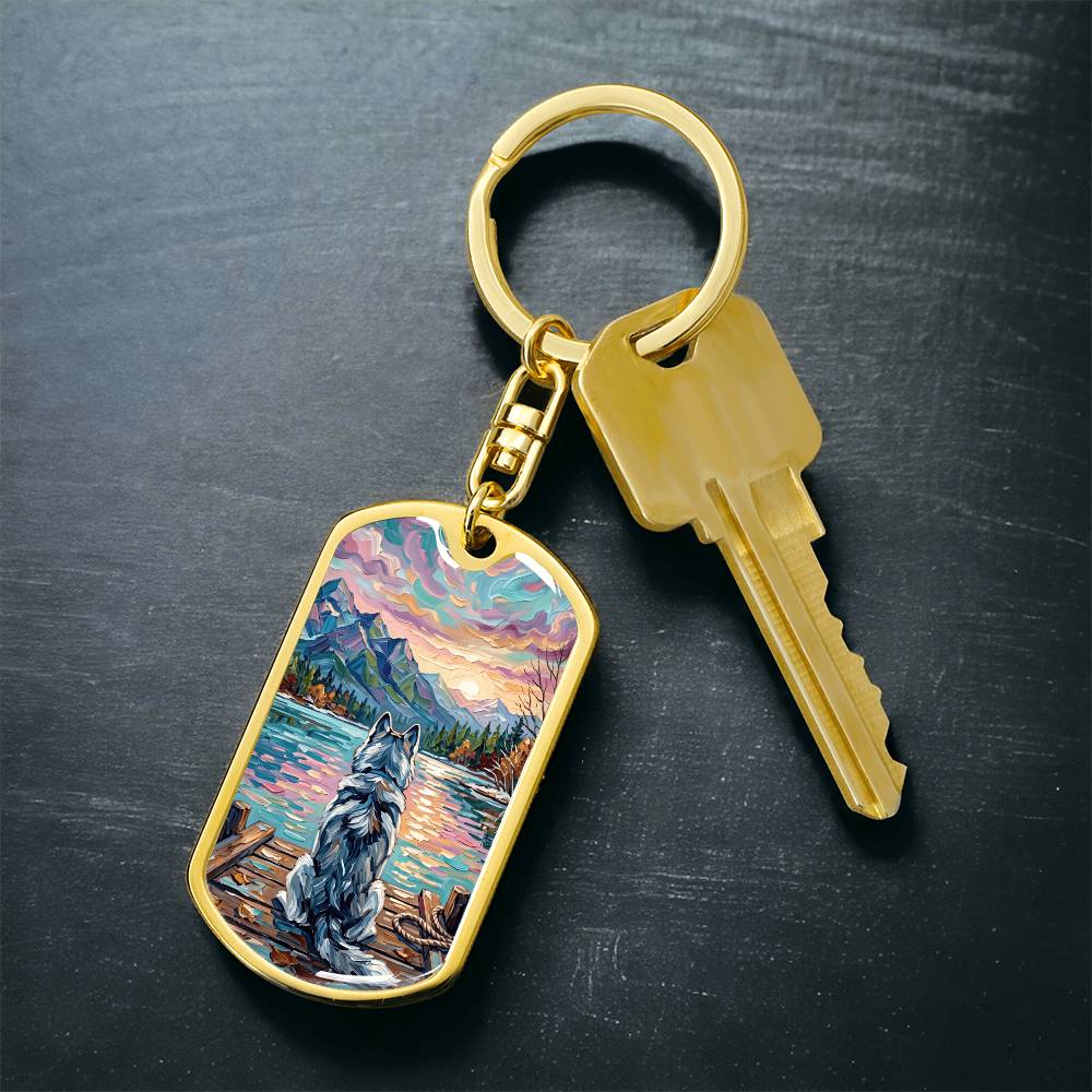 On The Dock - Husky Dog Tag Keychain