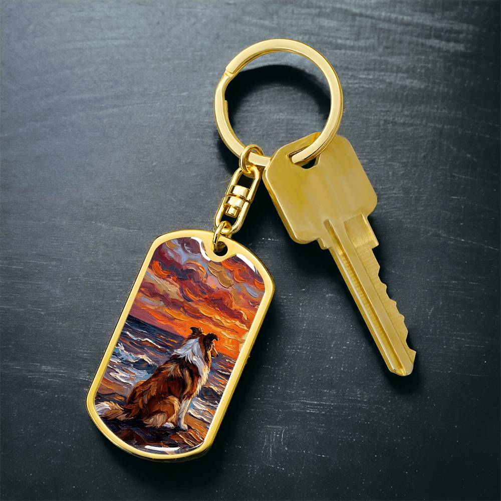 Beach Nights - Collie Dog Tag Keychain