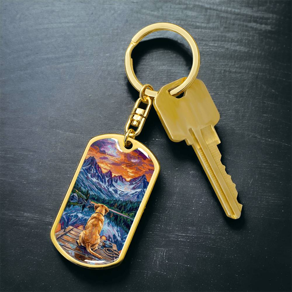 On The Dock - Golden Retriever Dog Tag Keychain