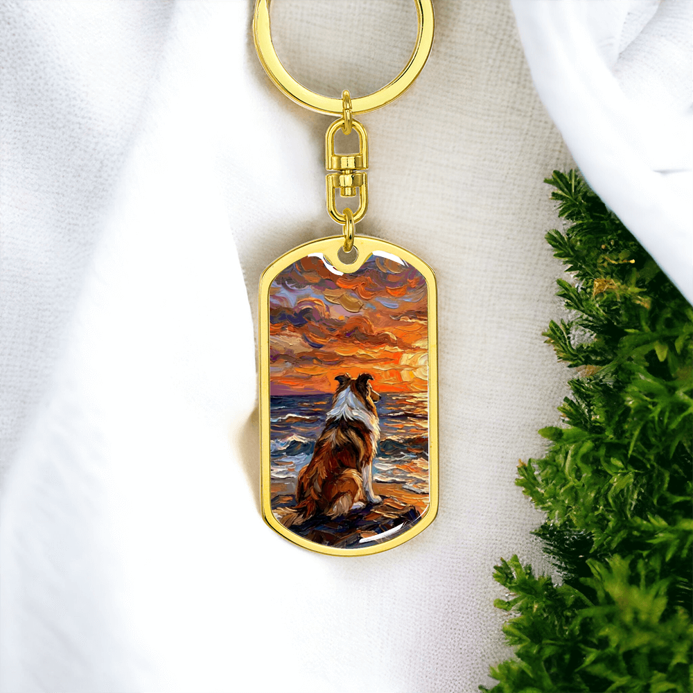Beach Nights - Collie Dog Tag Keychain