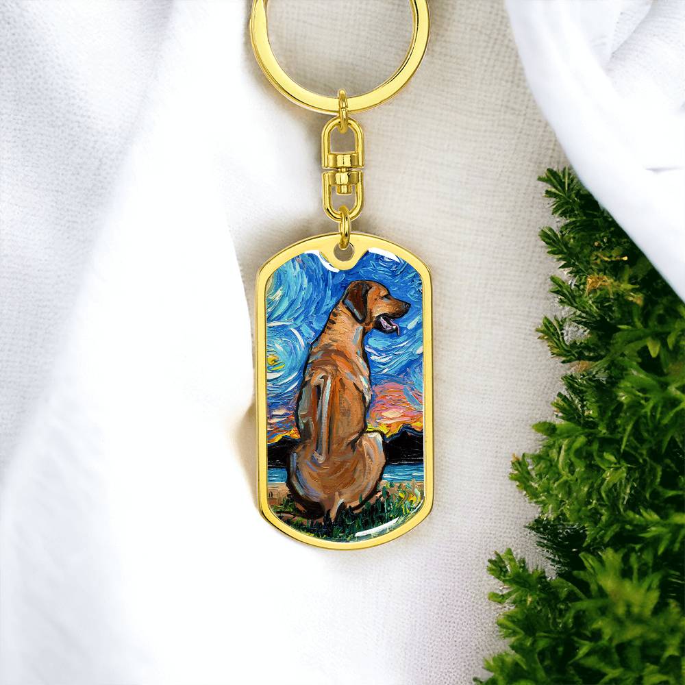 Rhodesian Ridgeback Starry Night Dog Tag Keychain