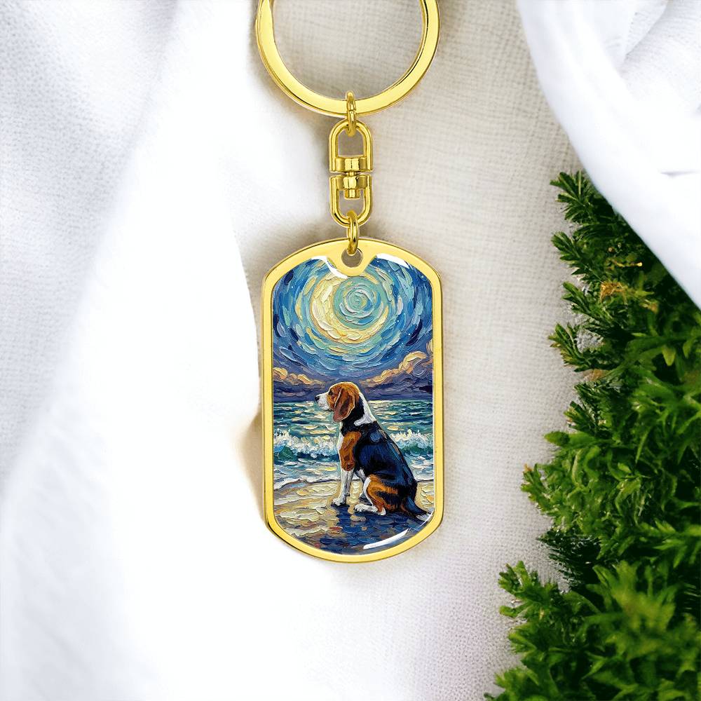 Beach Nights - Beagle Dog Tag Keychain