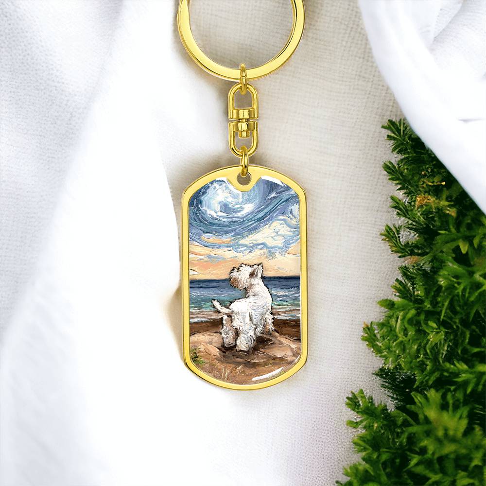 Beach Days - Westie Dog Tag Keychain