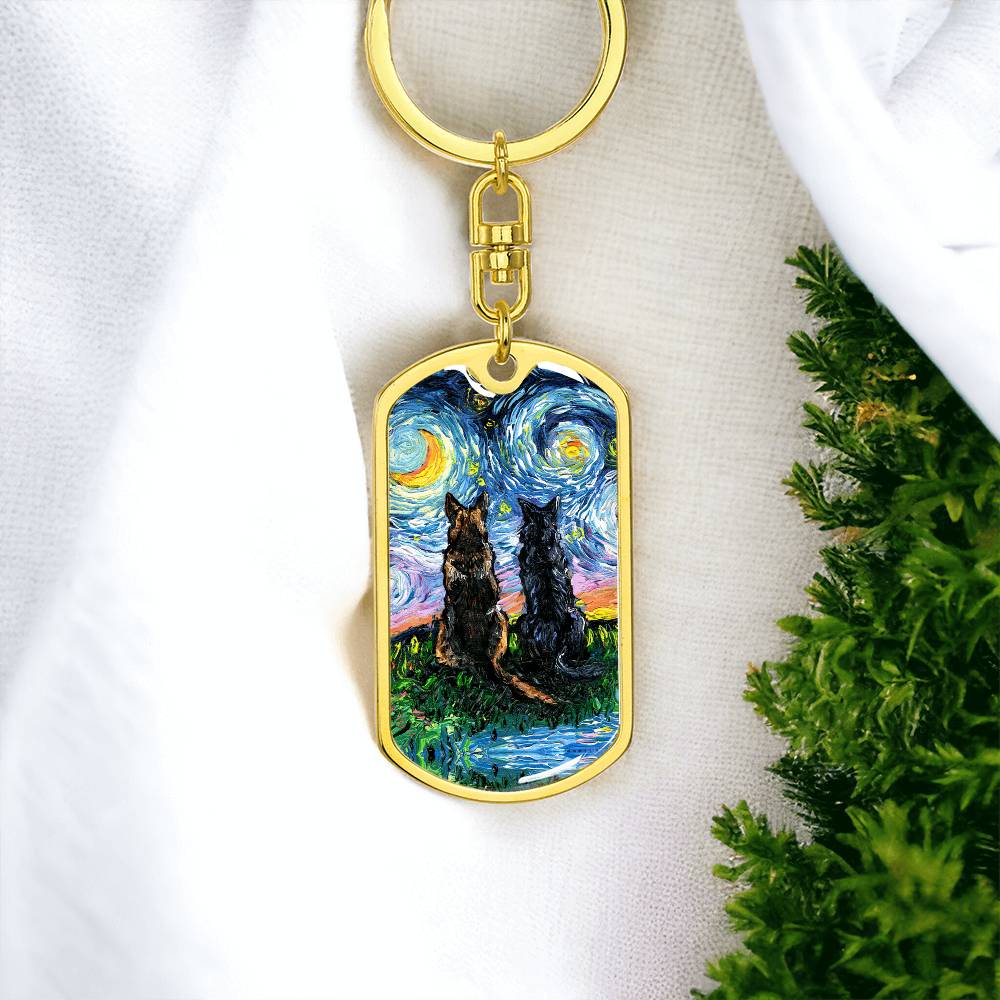 Soulmates Starry Night Dog Tag Keychain