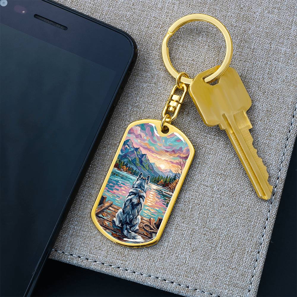 On The Dock - Husky Dog Tag Keychain