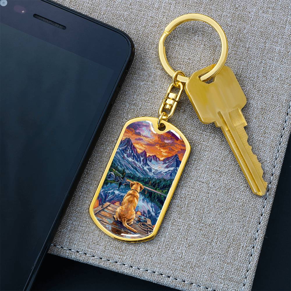 On The Dock - Golden Retriever Dog Tag Keychain