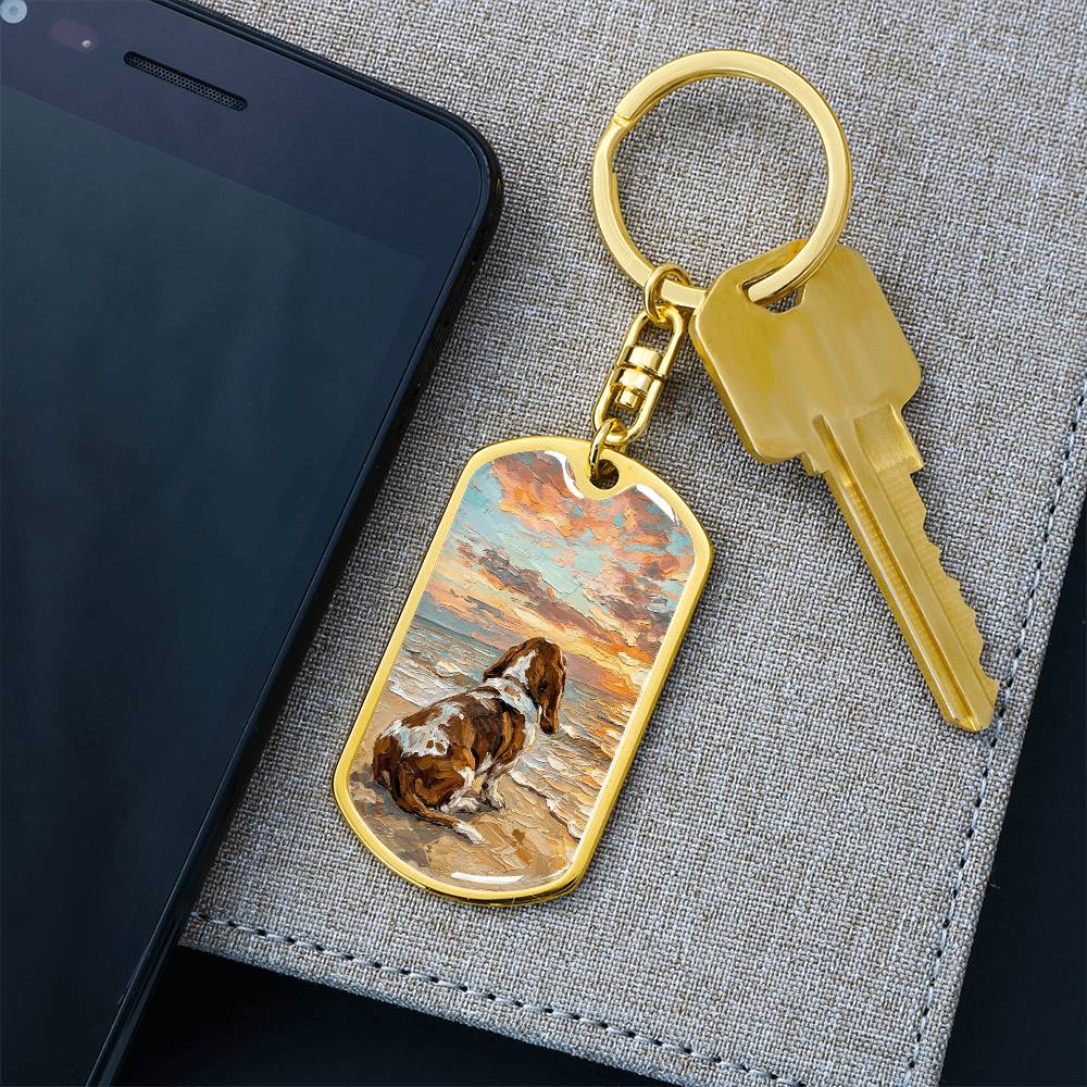 Beach Days - Basset Hound Dog Tag Keychain