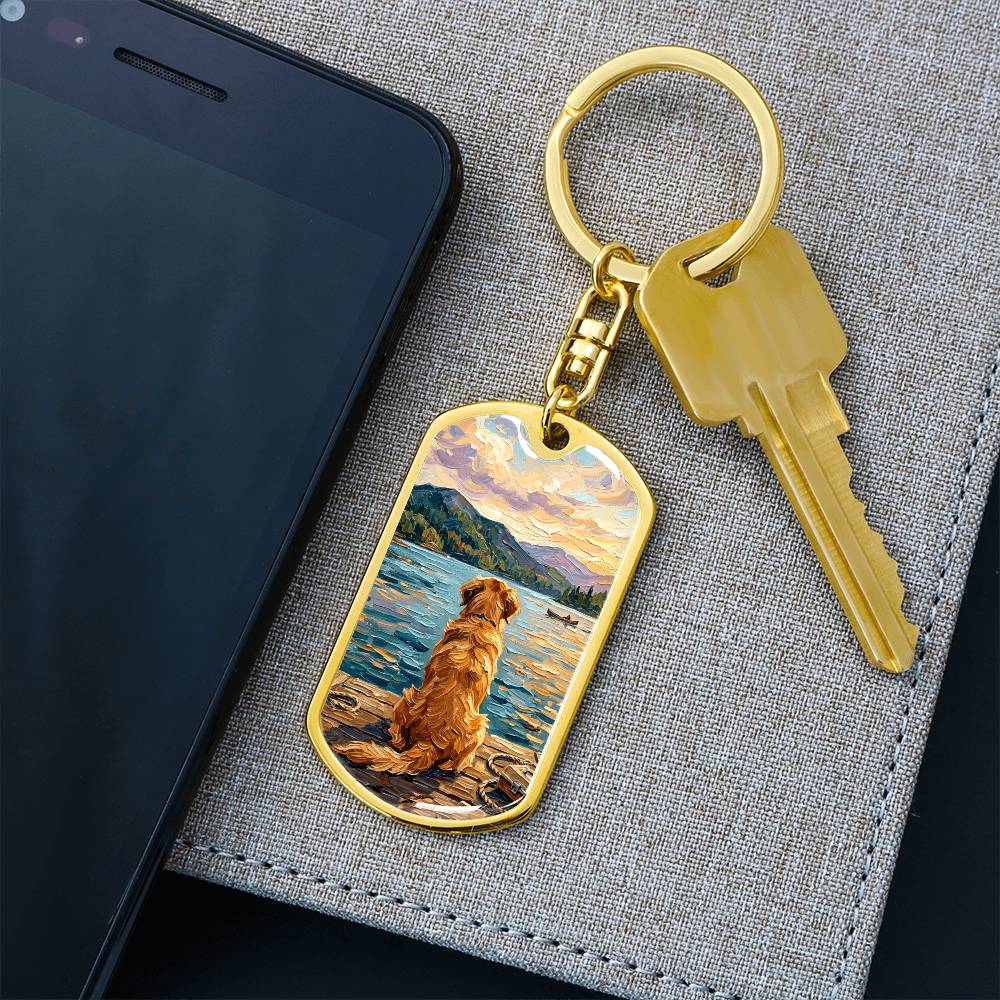 Vacation - Golden Retriever Dog Tag Keychain