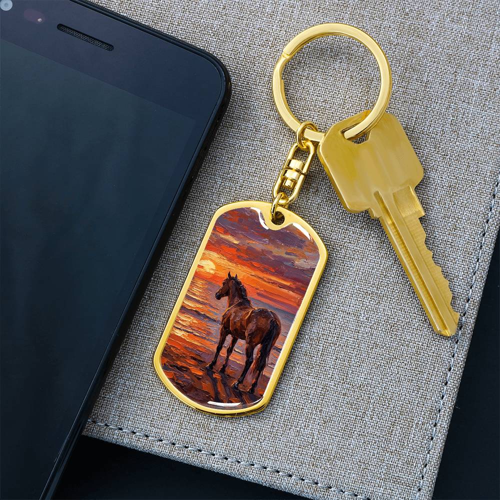 Sunset - Chocolate Mare Dog Tag Keychain