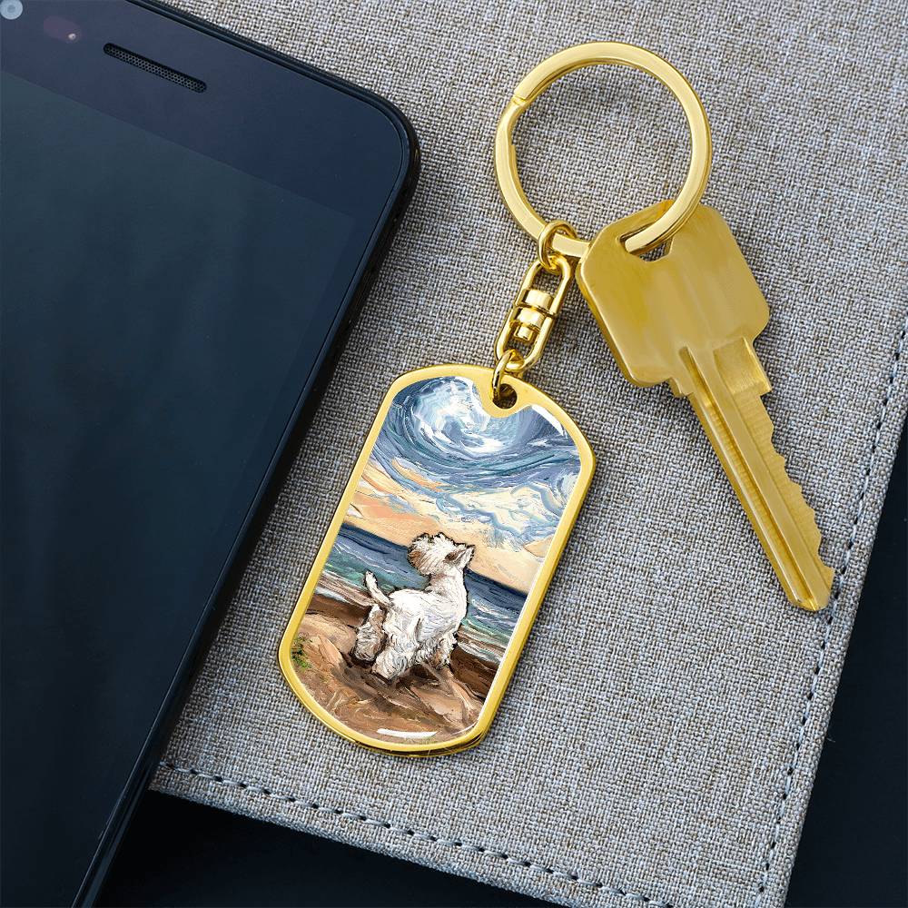Beach Days - Westie Dog Tag Keychain