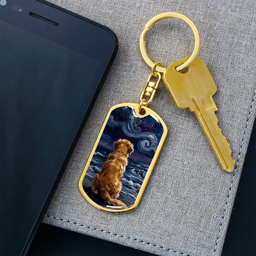 Beach Nights - Golden Retriever Dog Tag Keychain