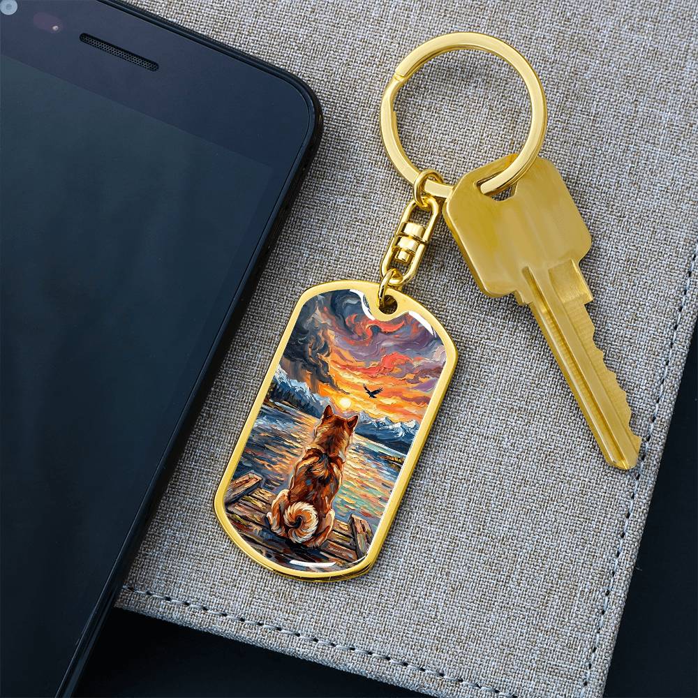 On The Dock - Shiba Inu Dog Tag Keychain