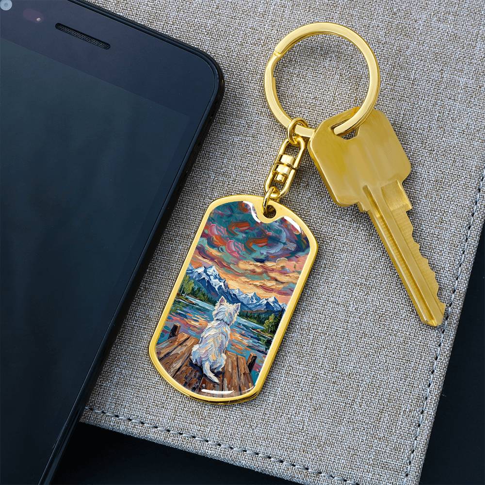 On The Dock - Westie Dog Tag Keychain