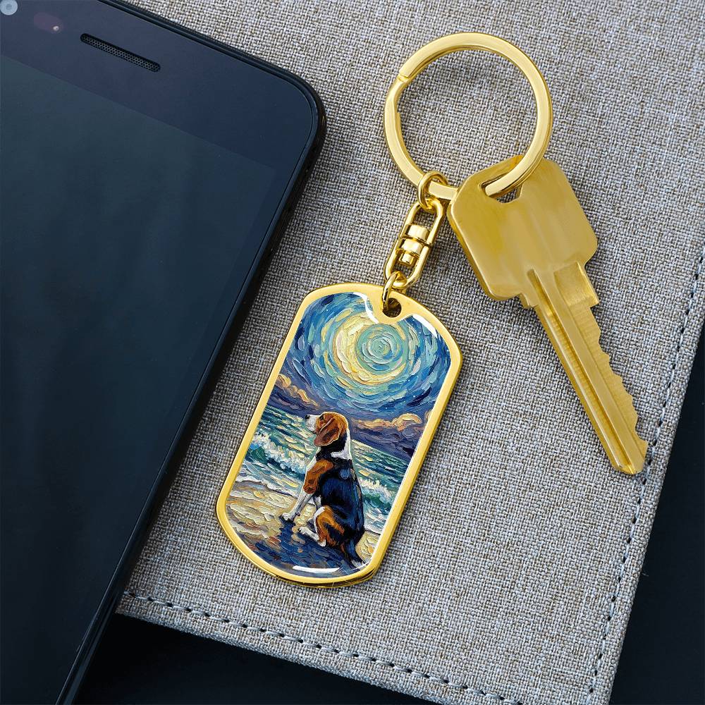 Beach Nights - Beagle Dog Tag Keychain