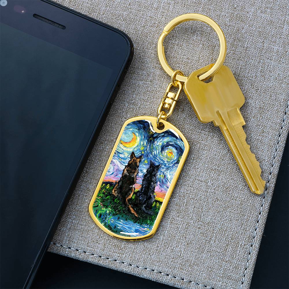 Soulmates Starry Night Dog Tag Keychain