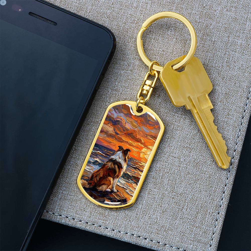 Beach Nights - Collie Dog Tag Keychain