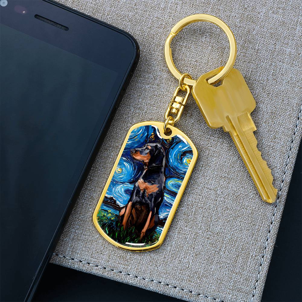 Black and Tan Coonhound Dog Tag Keychain