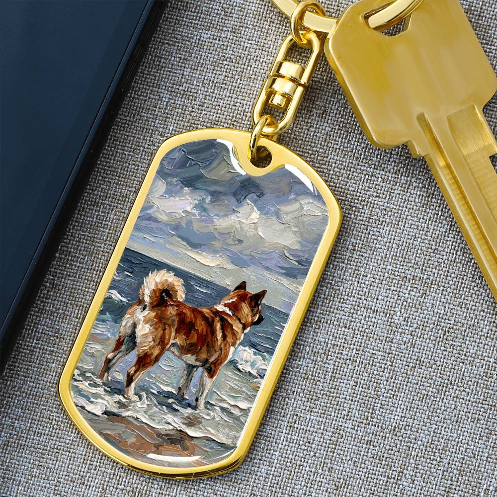 Beach Day - Akita Inu Dog Tag Keychain