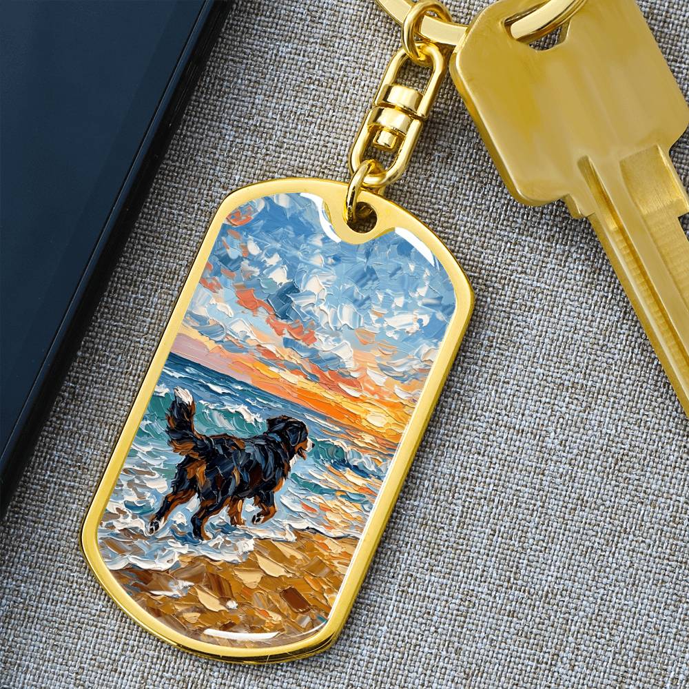 Beach Days - Bernese Mountain Dog Dog Tag Keychain