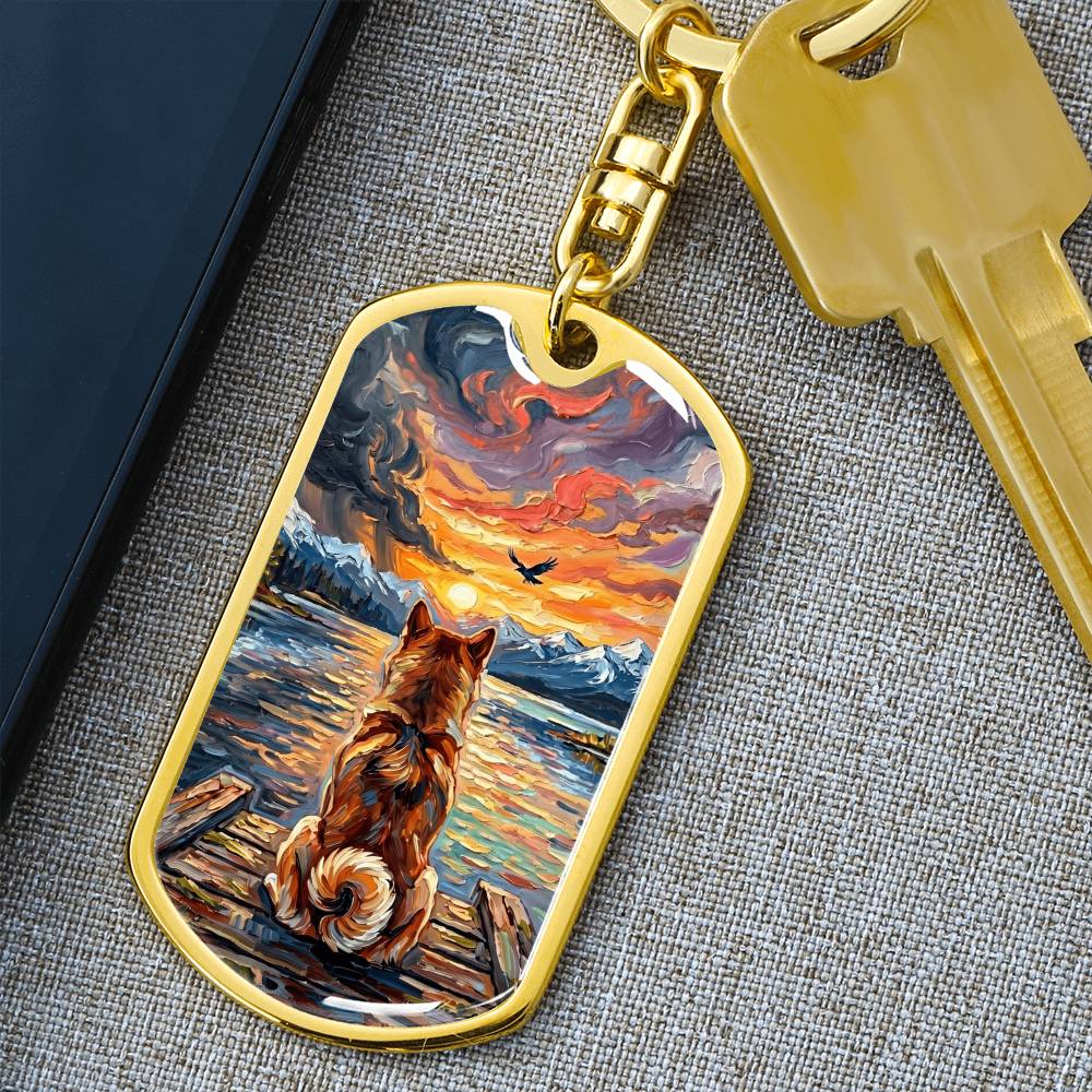 On The Dock - Shiba Inu Dog Tag Keychain