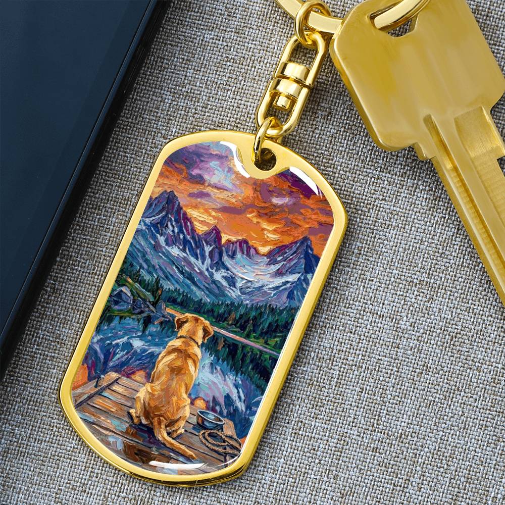 On The Dock - Golden Retriever Dog Tag Keychain