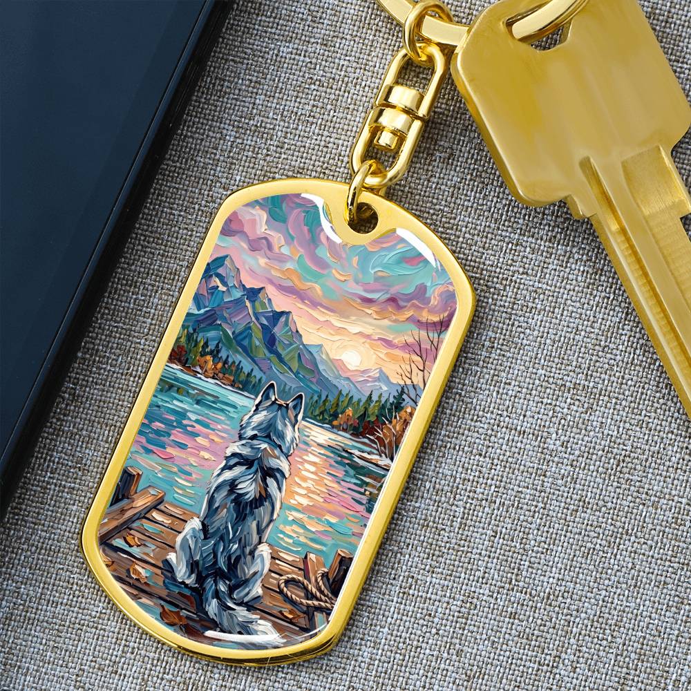 On The Dock - Husky Dog Tag Keychain