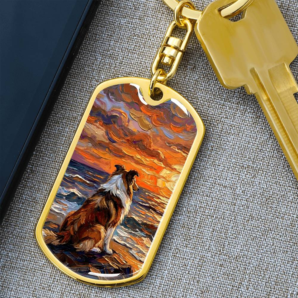 Beach Nights - Collie Dog Tag Keychain