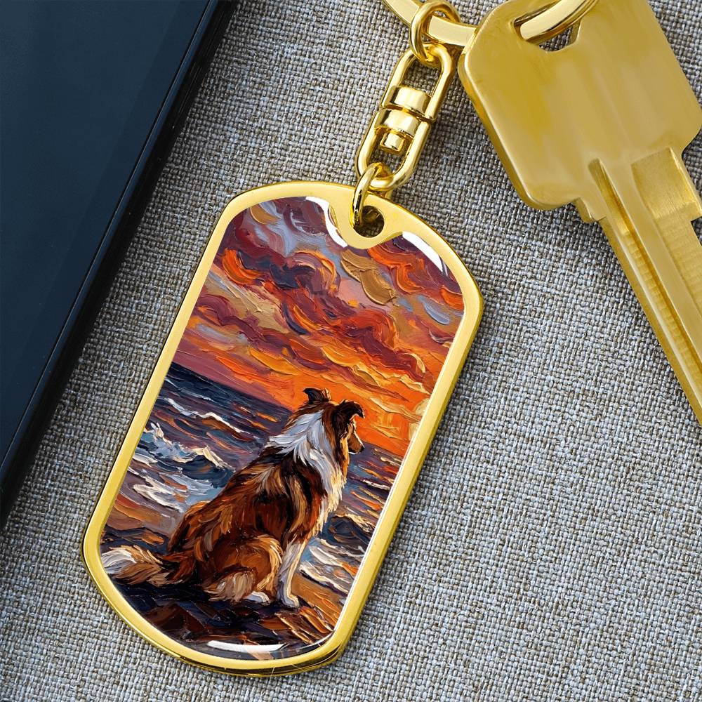 Beach Nights - Collie Dog Tag Keychain