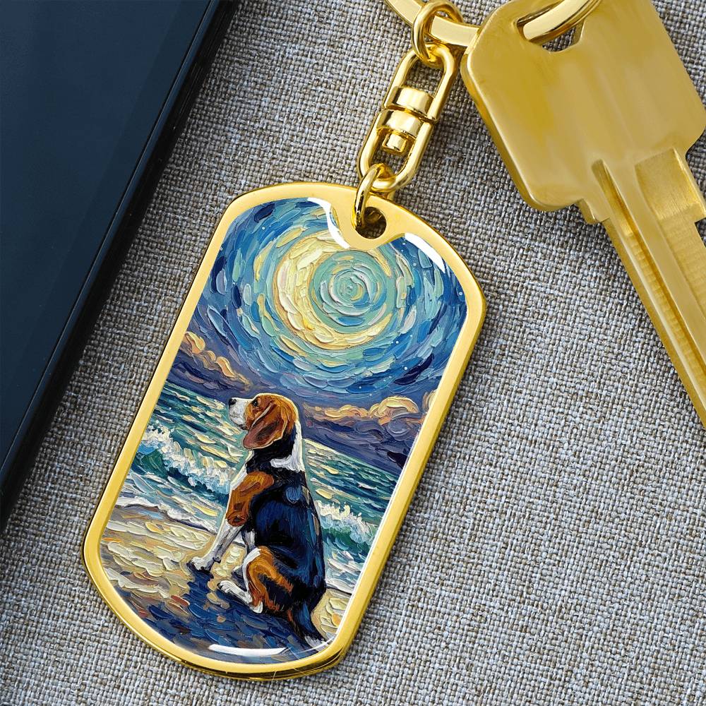 Beach Nights - Beagle Dog Tag Keychain